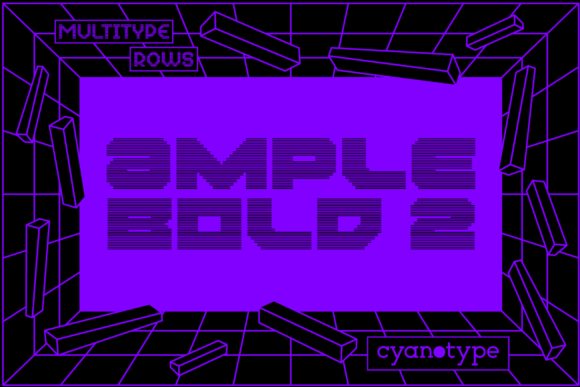 MultiType Rows Ample Bold 2 — A Display Font with Pixelated Personality