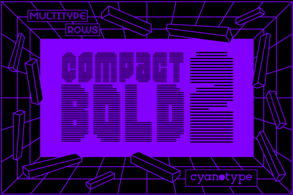 MultiType Rows Compact Bold 2 — A Pixelated Display Font for Digital Creativity